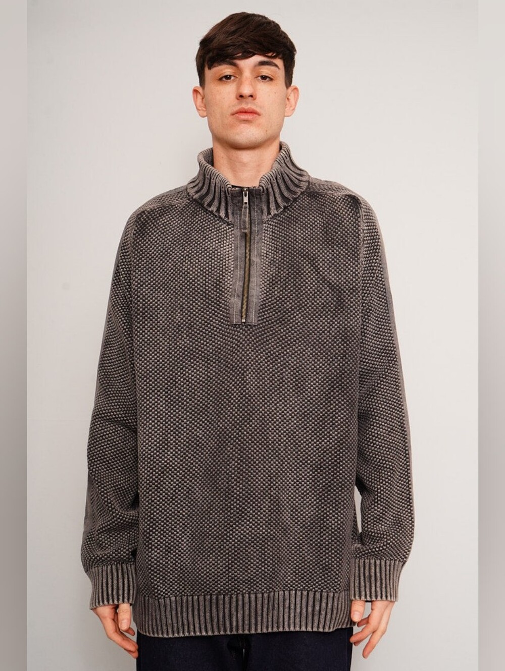 Carbon2Cobalt Heavyweight Half-Zip Textured Knit Pullover